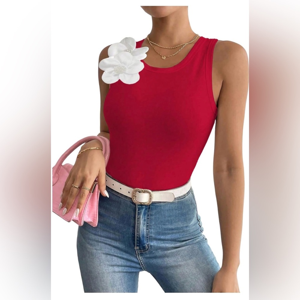 NWT Top with White Floral Accent S